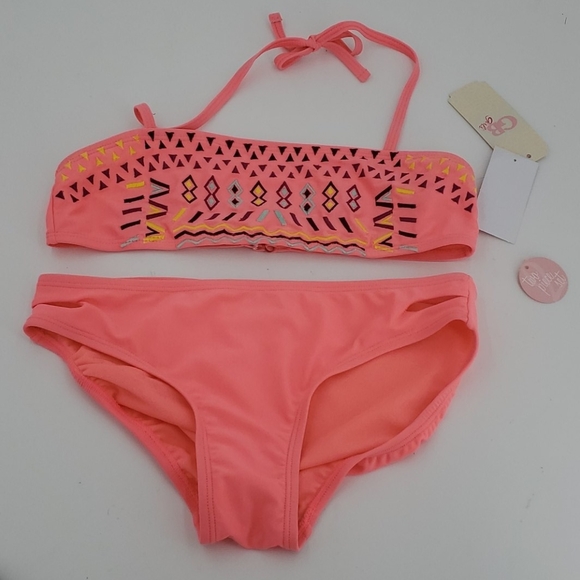 🆕️  Gianni Bini Girls Embroidered Bandeau Bikini - Picture 6 of 8